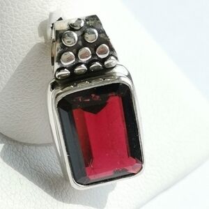 Garnet Pendant Necklace in Sterling Silver